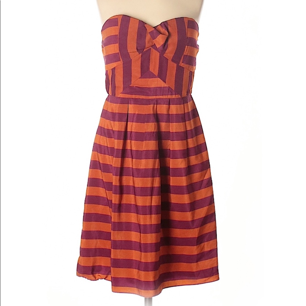 Minuet strapless striped A-line dress, size small